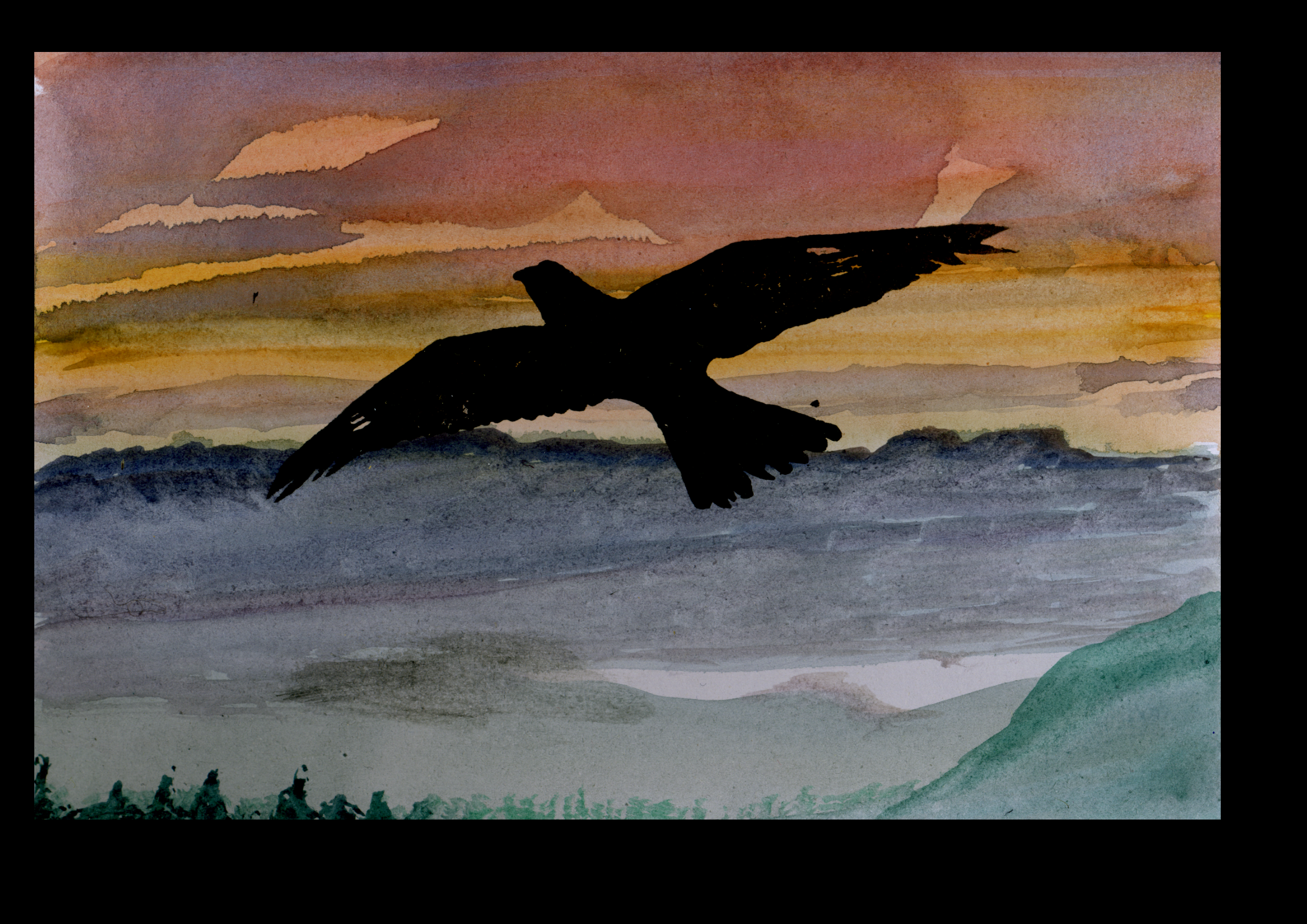 Night Hawk mixed media artwork
