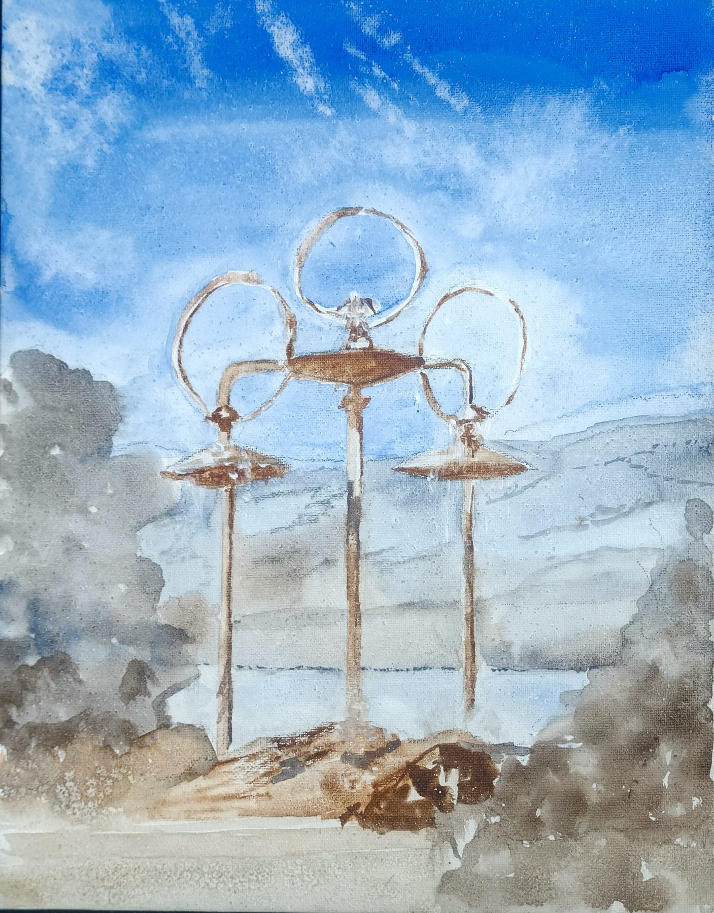 Memorial Fountain watercolour painting