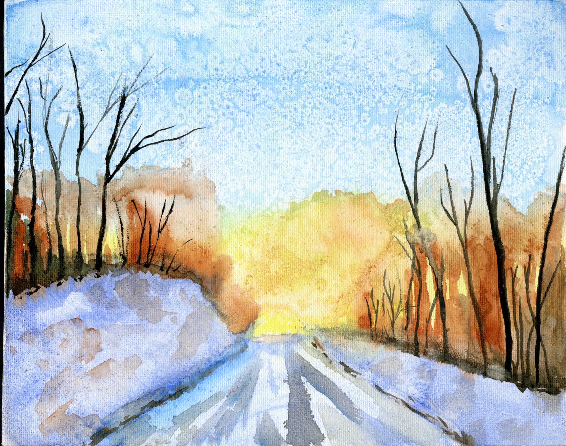 Winter's End watercolour painting